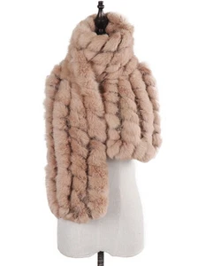 New Women's 100% Real Rabbit Fur Scarf Knitted Neck Warm Collar Scarves Wraps - Imagen 1 de 33