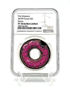 Tuvalu 2019 1$ DONUT Simpsons 1 oz Silver Coin NGC PF70 - Picture 1 of 10