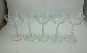 LIBBEY ARCTIC ROSE Champagne Glass Set LOT Cut Antique Pattern Glassware Ornate - Picture 1 of 1