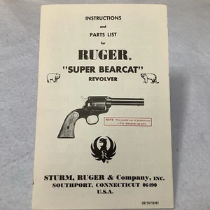 1981  Ruger Super Bear Cat Revolver Manual Instructions Parts List - Picture 1 of 4