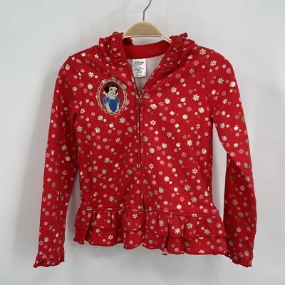 Disney  Hoodie Sweat Shirt Girl 7/8 Princess Snow White Deluxe Zip Front Red - Image 1 of 4