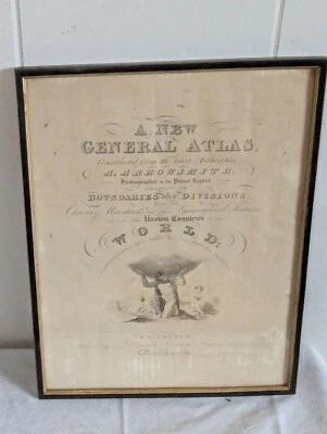 Antique Original 1817 A Arrowsmith World Atlas Cover / Title Page Framed - Image 1 of 4