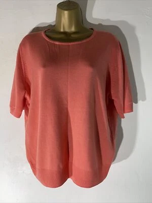 womens M&S Marks&spencer Plus Size Uk 20 Coral Orange Thin Knit Pullover jumper. - Image 1 of 4