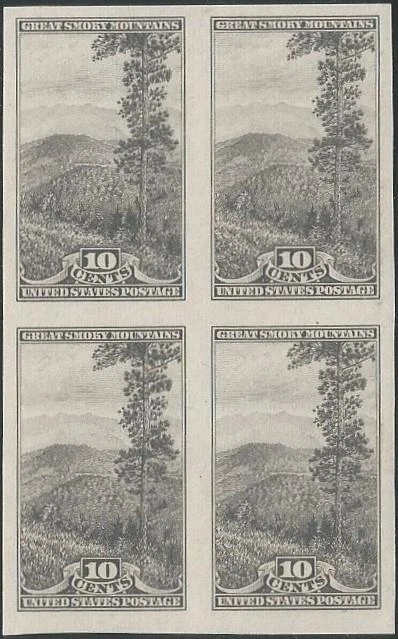 Block of 4 - Scott 765 - Imperf. NGAI - 10 cent - Great Smokey Mtns - 1935 - MLH - Image 1 of 1