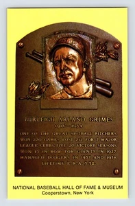 Postkarte Baseball Burleigh Grimes Hall Fame Plakette 1990er Jahre unbesendet Chrom - Bild 1 von 2