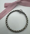 Genuine Pandora Stg Sil Champagne Braided Leather Bracelet 20cm 590705cpl 17cm