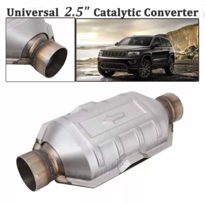 2.5" Universal High Flow Sports Cat Catalytic Converter 400 Cell Stainless Steel - Image 1 of 4