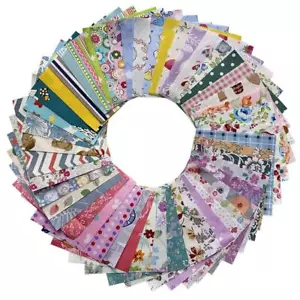 Lote de 200 piezas 10 x 10 cm Tela Patchwork Patrón Floral Tela Rayada - Imagen 1 de 4