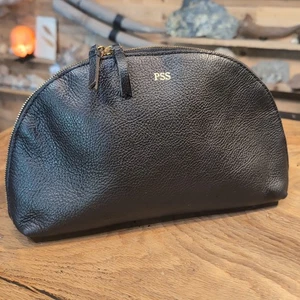 Mark & Graham italienische Leder Reisetasche klein Reißverschluss - Kulturbeutel Monogramm PSS - Bild 1 von 7