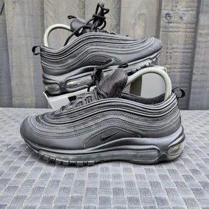 NIKE AIR MAX 97 UK 5.5 TRIPLE BLACK TRAINERS UNISEX WOMENS SCHOOL SHOES - Picture 1 of 16