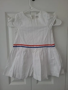 Toddler GIRLS GYMBOREE WHITE DRESS Red White Blue Stripe SIZE Xxs 3 - Picture 1 of 8