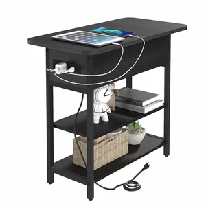 End Table with Charging Station, Flip Top Side Table with USB Ports and Outle... - Picture 1 of 8