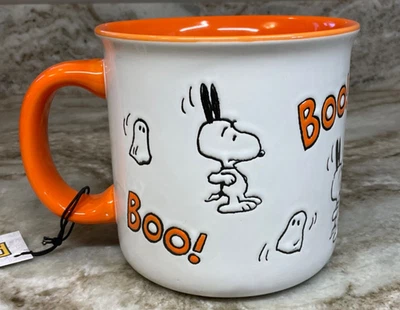 Snoopy Хэллоуин кофейная кружка BOO! Ghost оранжевый внутри. 21 унция. Новый. - Изображение 1 из 4