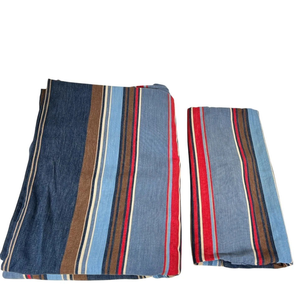 Pottery Barn Teen Serape Striped Blue Red Brown Twin Duvet Cover & Pillow Sham - Image 1 of 4