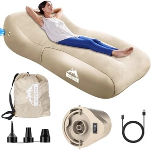Luxury Inflatable Lounger Ultra-Wide 35.4 ”, Self Inflatable Couch with Built... - Picture 1 of 8