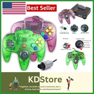 Upgraded Clear Purple & Green Wired N64 Controller - Picture 1 of 9