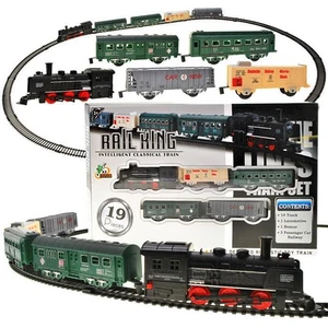 Modelleisenbahn Elektrische Zug Eisenbahnzug Eisenbahn Lokomotive 4 Waggon - Bild 1 von 5