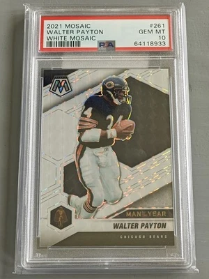 2021 Panini Mosaic Walter Payton White Mosaic Prizm /25 SSP GEM MT PSA 10 #261  - Image 1 of 3