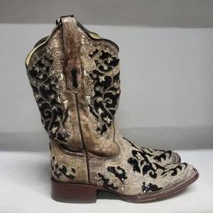 Corral Sequin Inlay Western Boot Brown Womens Size 8M - Picture 1 of 10