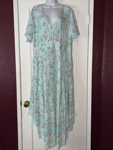 STARLNG REINE Damen Boho Flatterärmel Blumen Maxikleid Größe 16 Meeresschaum - Bild 1 von 12