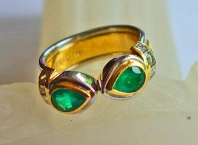 *Rtng mit Smaragd Brillant 0,45 ct Marke Wempe in 750 18Kt Gold Emerald Gr.52 - Bild 1 von 4