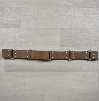 Cinturón de cuero de gamuza Y2K años 2000 para mujer años 90 plateado marrón beige Bikercore de colección Foto 1 de 4