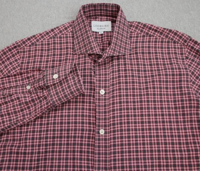 Camisa Ledbury Para Hombres 15.5 - 34 Cuadros Manga Larga Abotonada Puño Barril Vestido Foto 1 de 4