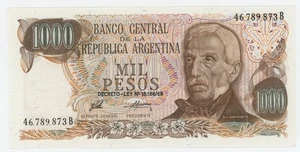 Argentinien 1000 Pesos ND 1973-76 Pick 299 (3) aUNC fast unzirkuliert Banknote - Bild 1 von 2