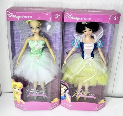 New Disney Store Princesses Snow White & Tinkerbell Ballerina Dolls w/ Stand VTG - Image 1 of 4