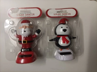 2 x Solar Dancer Wackelfigur Weihnachten Nikolaus Pinguin Restposten Figur - Bild 1 von 4