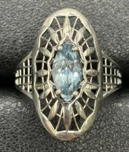 New Condition Sterling Silver Genuine Marquise Topaz Ring Size 9 - Picture 1 of 10