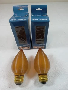 ABCO Glowescent 40 Watt AMBER bulb Flame Standard Base 1500 Hours X 2 - Picture 1 of 5
