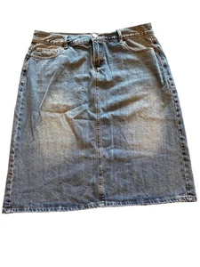 Inherit Clothing Elliot Dark Wash Midi Skirt Regular 15/16 Back Slit Y2K Denim - Picture 1 of 11