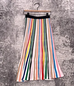 J Crew Skirt XS Womens Rainbow Striped Knit Midi Pull On - Picture 1 of 8