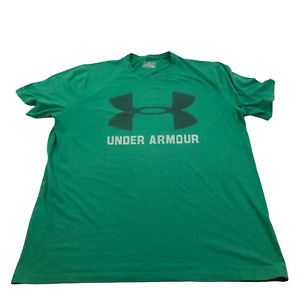 Under Armour Shirt Adult Extra Large XL Green Spell Out HeatGear Loose Mens 