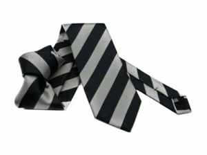 Krawatte Grau Gestreift Blau Elegant Regimental Von Seide Gleich - Picture 1 of 2