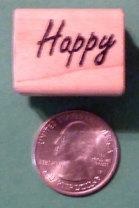 Happy Gummistempel, Holz montiert - Bild 1 von 2