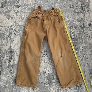 Carhartt Carpenter Pants Classic Flannel Lined Canvas Brown Boys Size 5