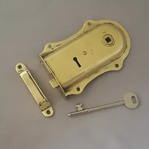 1920s Flanged LH Brass Rim Lock - Picture 1 of 3