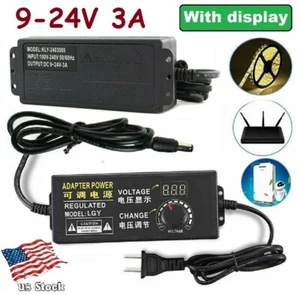 9-24V 3A 72W Universal Adjustable Regulated AC/DC Adapter Power Supply with LED - Picture 1 of 9