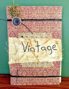 Etiqueta primitiva/colonial/victoriana cosida DE COLECCIÓN aspecto hecho a mano diario - Imagen 1 de 12