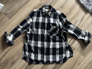 Damen Karo Hemd Langarm Bluse schwarz weiß von Zara Gr. XS - Bild 1 von 4