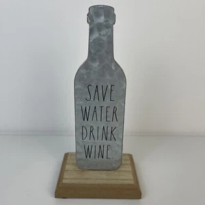 Rae Dunn Wine Bottle Sign Save Water Drink Silver 8” By Design Styles Decoration - Picture 1 of 6