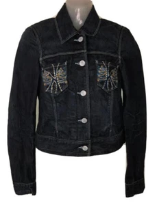 KITSON LA Size XS Jean Jacket Women’s Cropped Denim Custom Embroidered NWOT - Picture 1 of 7