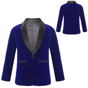 Kids Boys Long Sleeve One-Button Coat Tuxedo Suit Jacket Lapel Formal Blazer - Picture 1 of 37