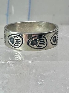 Bear footprint ring southwest band size 7.75 sterling silver women men - Picture 1 of 11