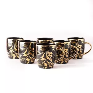 Black Gold Tea Coffee Mug, 220Ml, Set of 6 Piece Black Gold - Picture 1 of 7