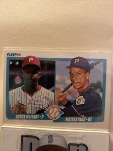 1990 Fleer Baseball Card # 650 Chuck McElroy / Moises Alou RC