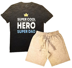 SIZE M F&F SUPER COOL HERO SUPER DAD SHORT SLEEVE TOP & SHORT PANTS PYJAMAS