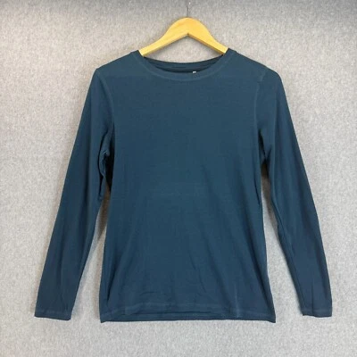 Caslon Mujer Grande Algodón Orgánico Cuello Redondo Manga Larga Camiseta Joya Azul Camisa LS Foto 1 de 4